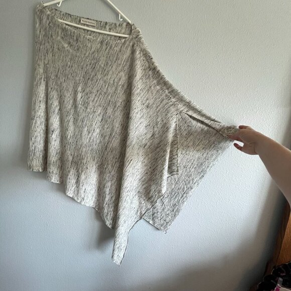 White + Warren Two‎ Way Angled Topper Poncho Gray Heather Linen Blend One Size - Picture 5 of 9